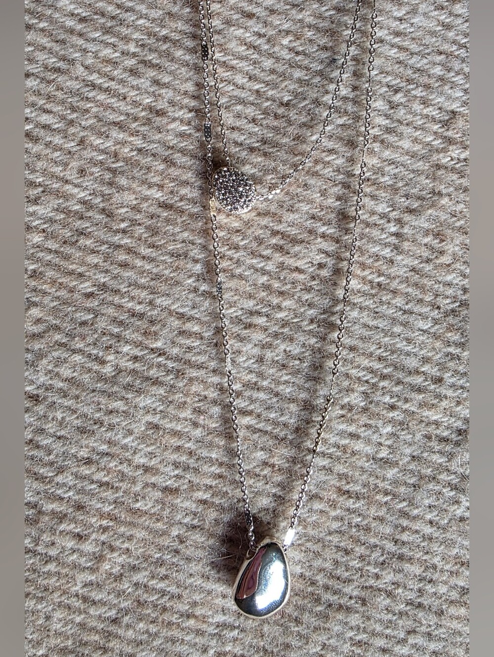 Stella & Dot Silver Layered Pendant Necklace